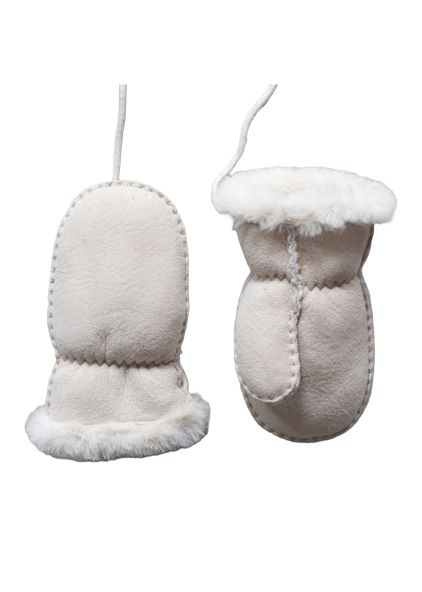 Van Buren sinds 1861  Lambskin baby and children's mittens with thumb - White