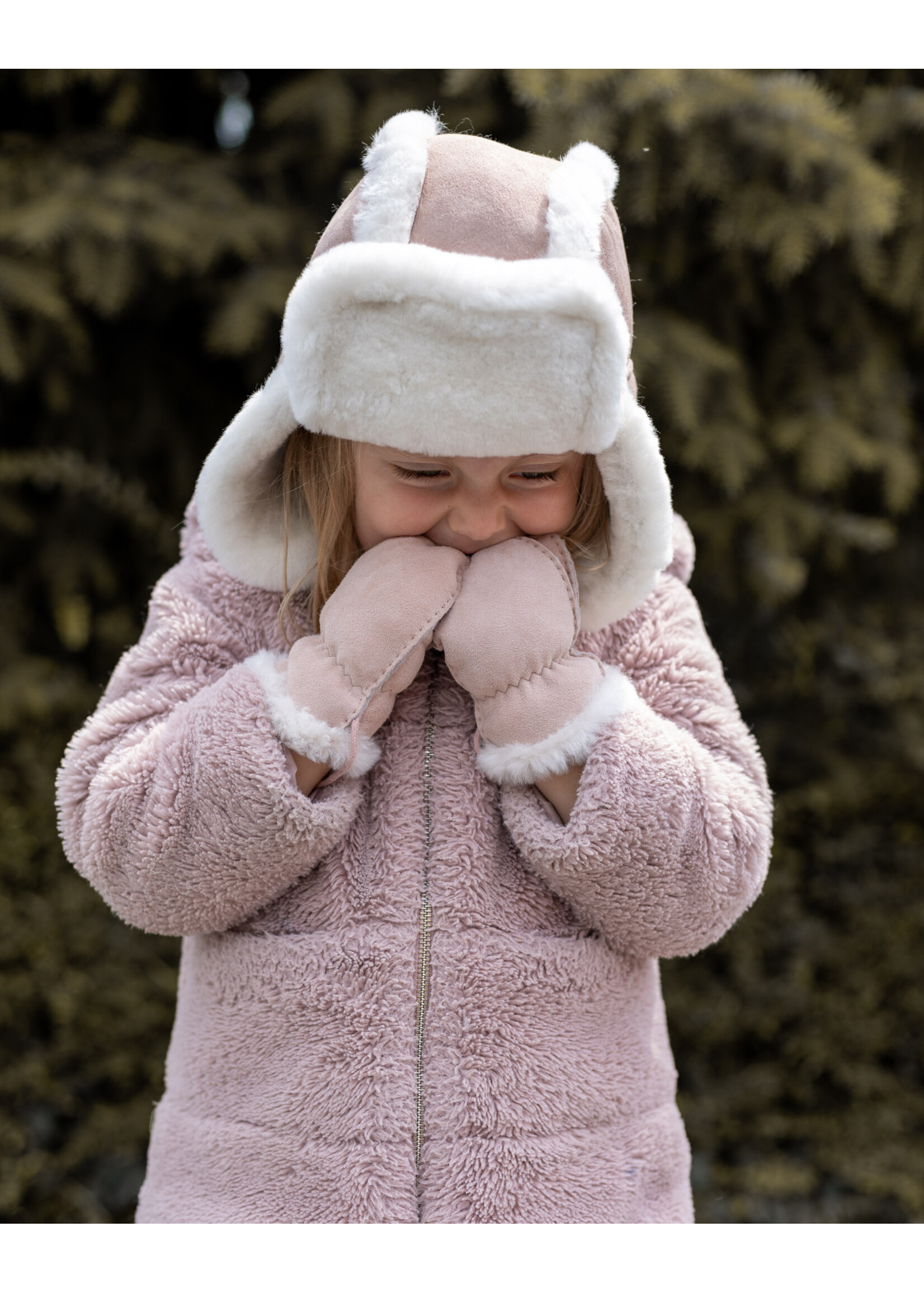 Van Buren sinds 1861 Schapenvacht baby & kinder muts - Roze