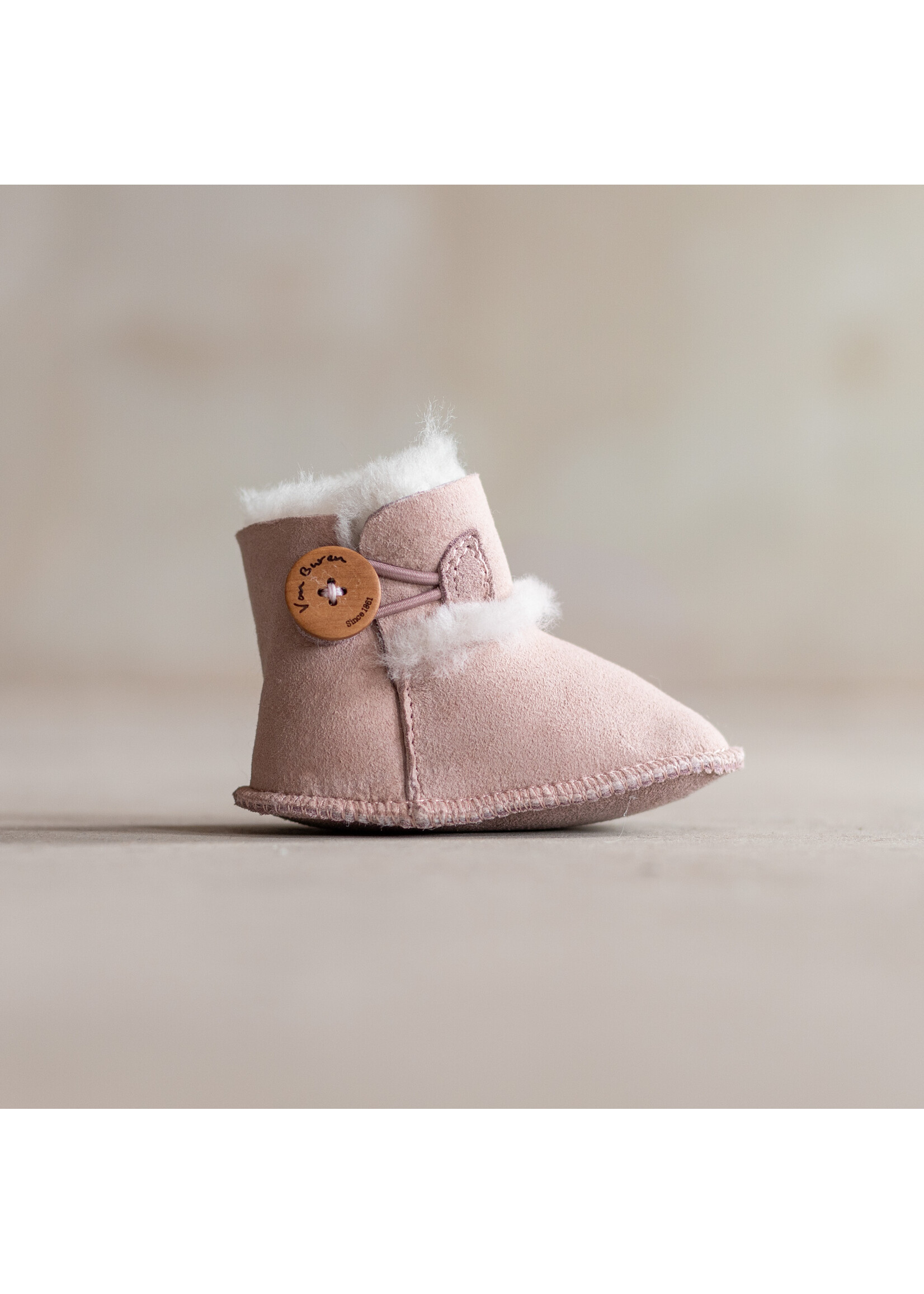 Van Buren sinds 1861 Lammfell Babyschlappen Davin - Rosa - Größe 18/19 biz zu 22/23