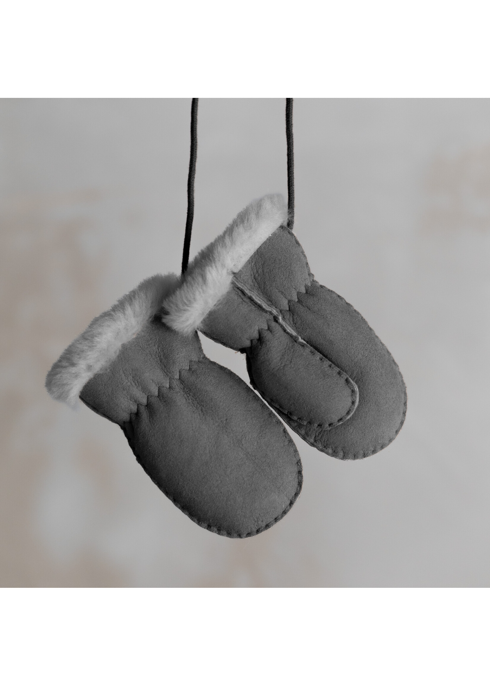 Van Buren sinds 1861  Lambskin baby and children's mittens with thumb - Grey