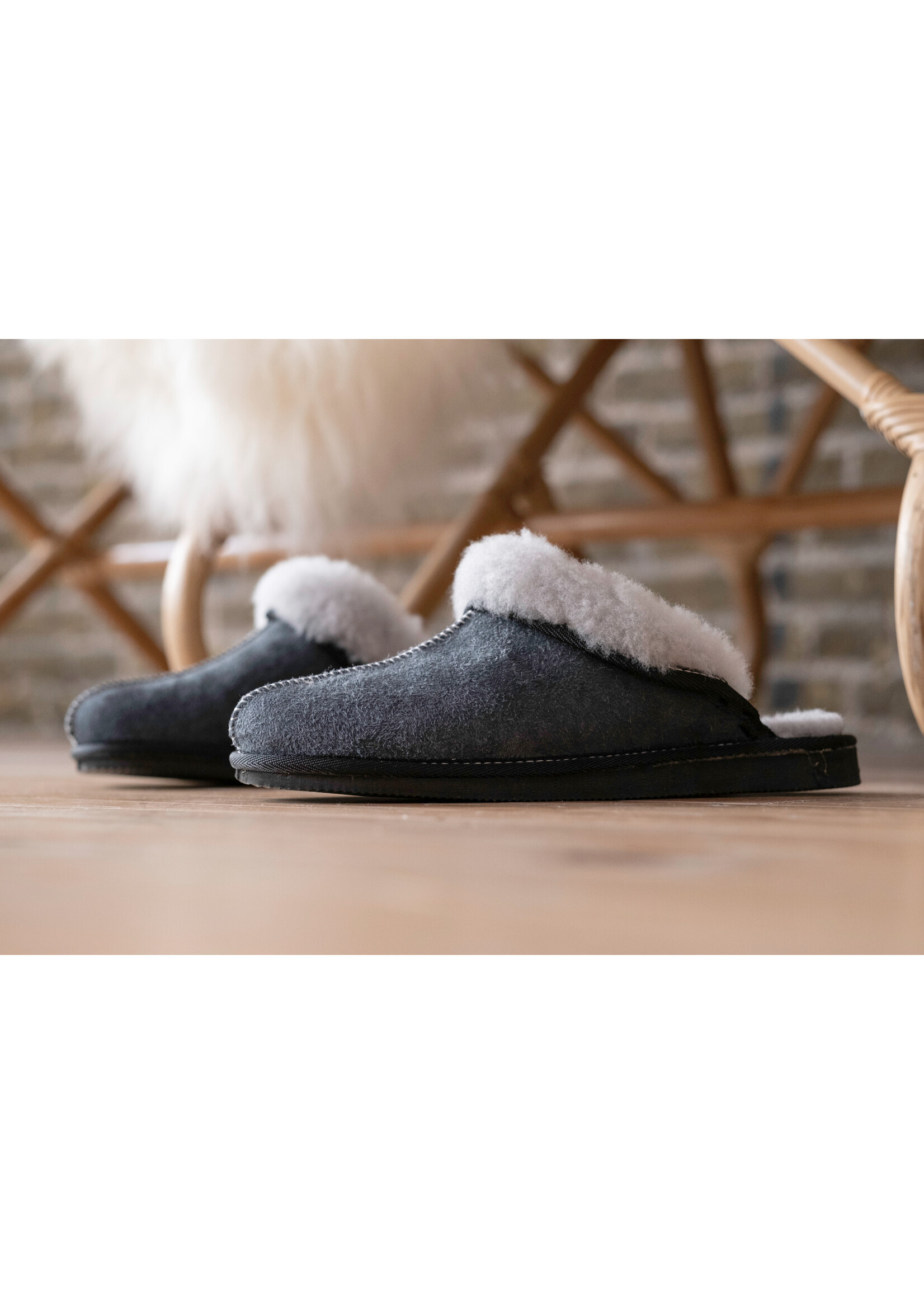 Van Buren sinds 1861 Chaussons d'intérieur en Peau d'Agneau pour Femmes - Gris - Taille 36 à 46