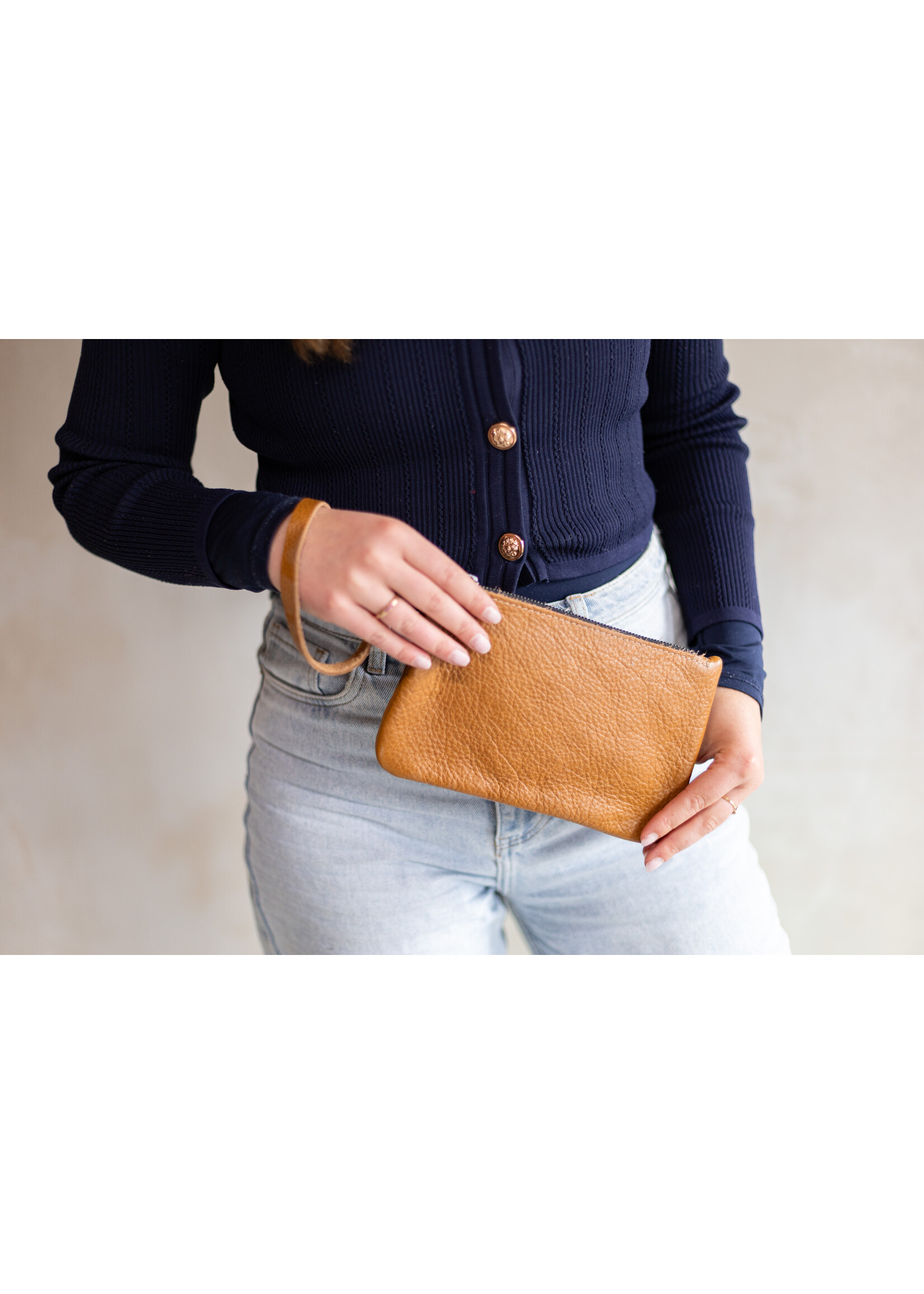Van Buren sinds 1861 Leder Clutch in Cognac