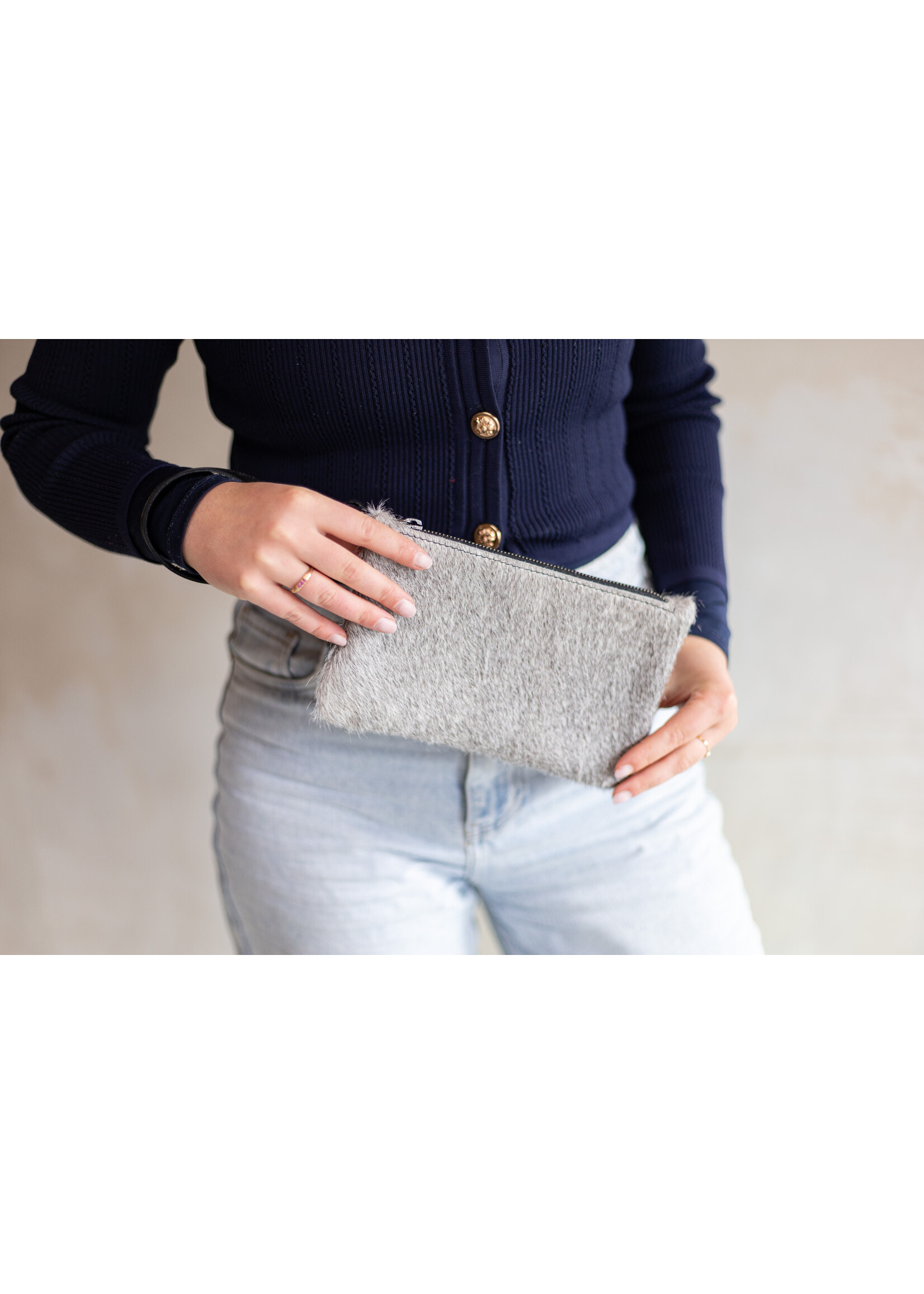 Van Buren sinds 1861 Koeienhuid clutch - Grijs