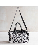 Van Buren sinds 1861 Schoudertas Milou van Zwart Leder en Zebra Print Koeienhuid