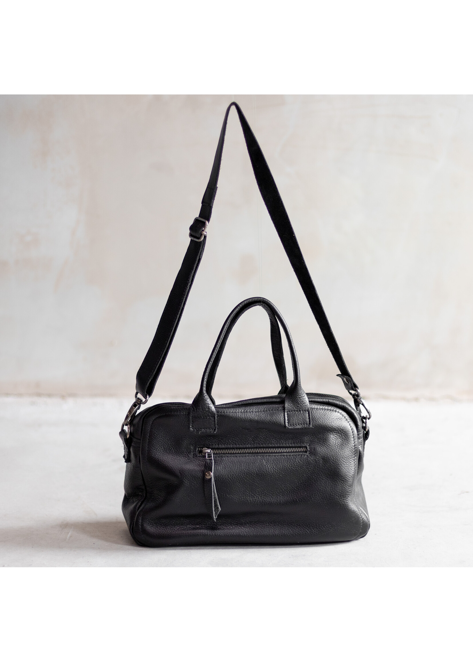 Van Buren sinds 1861 Schoudertas Milou van Zwart Leder en Zebra Print Koeienhuid