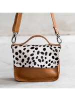 Van Buren sinds 1861 Schoudertas Maren van Cognac Leder met Dalmatiër Print Koeienhuid Klep