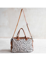 Van Buren sinds 1861 Schoudertas Milou van Cognac Leder en Dalmatiër Print Koeienhuid