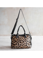 Van Buren sinds 1861 Schoudertas Milou van Zwart Leder en Panter Print Koeienhuid