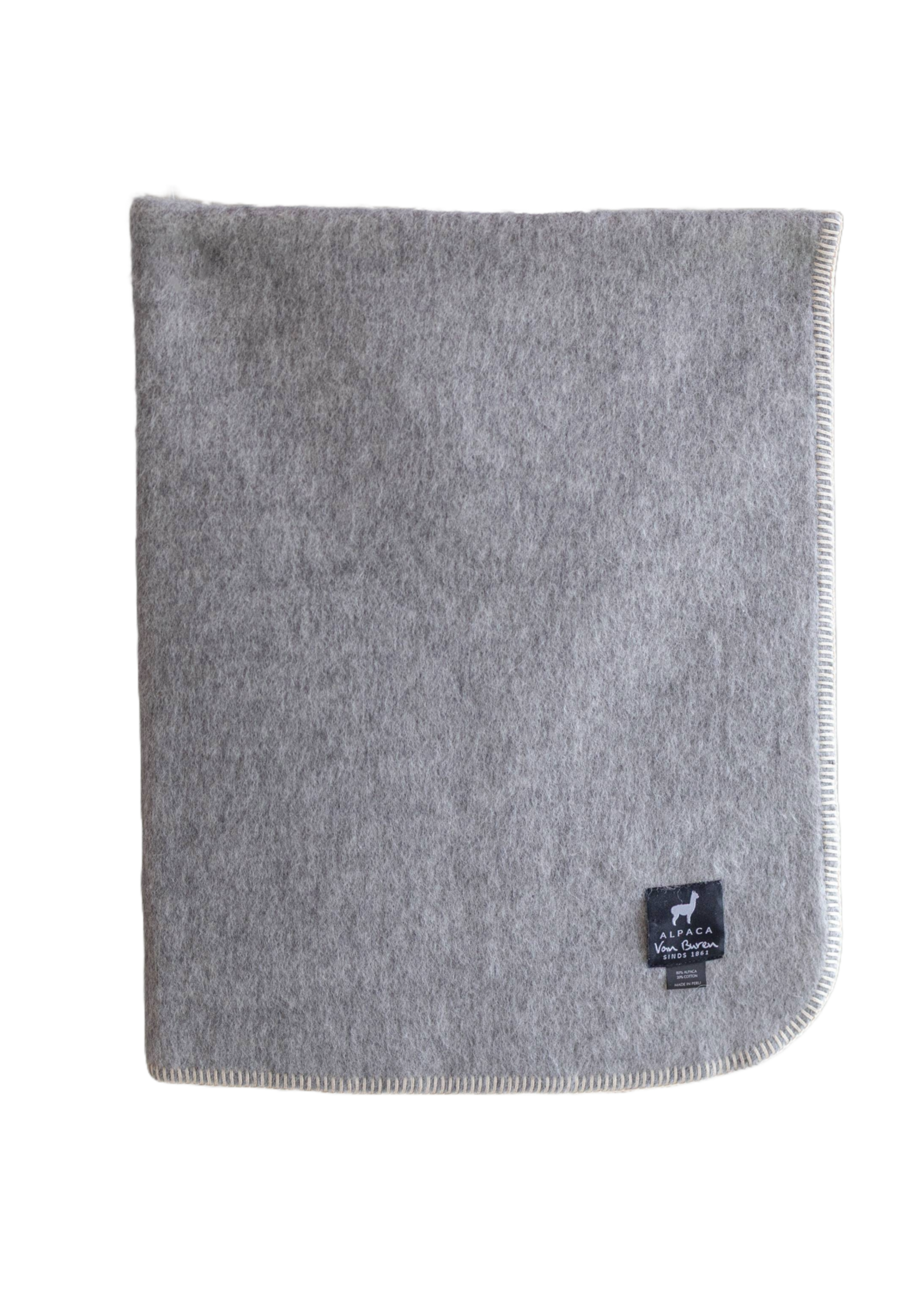 Van Buren sinds 1861 Couverture de berceau en laine d'alpaga - Gris clair - 100x75cm