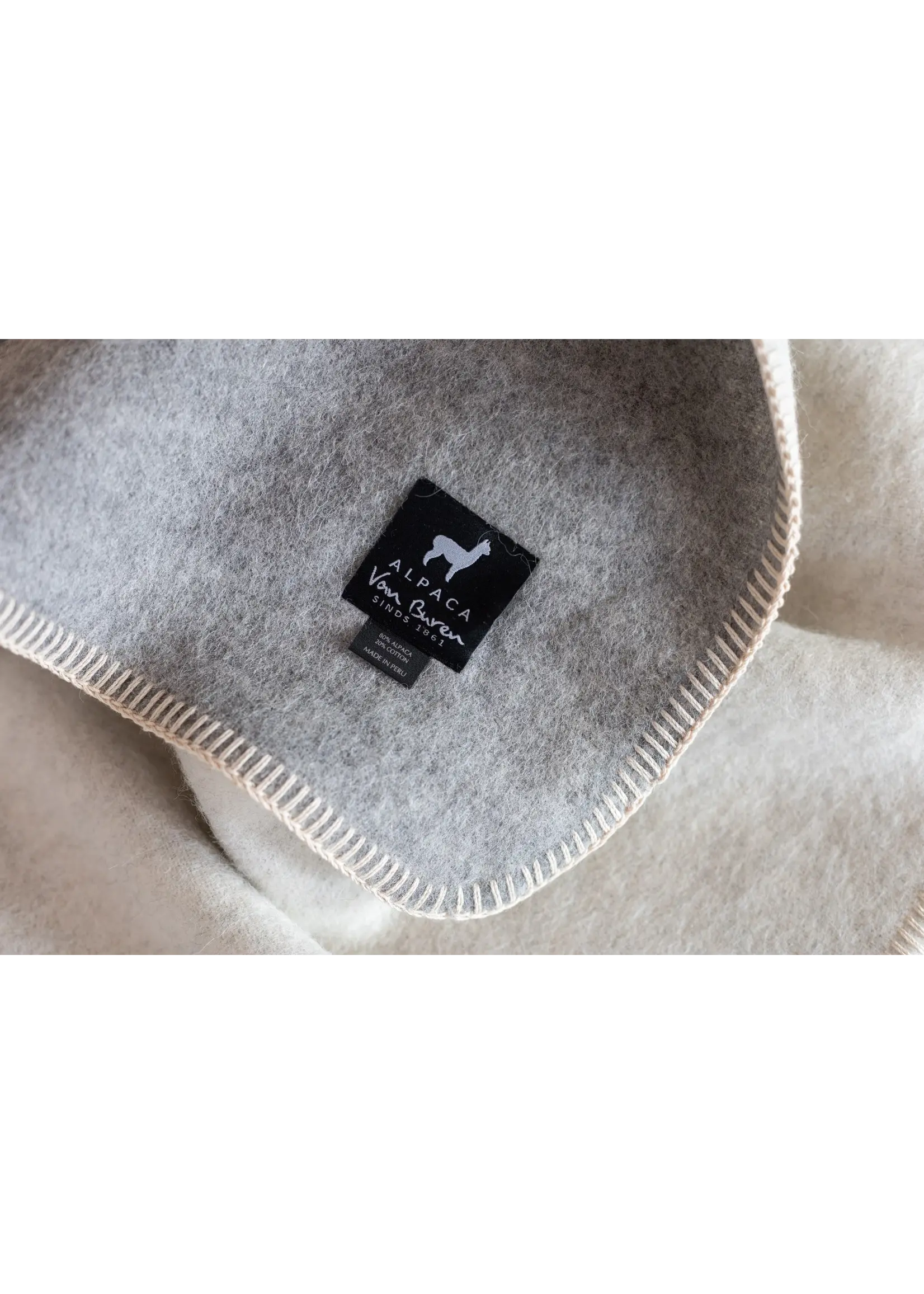 Van Buren sinds 1861 Cradle blanket alpaca wool - Light Grey - 100x75cm