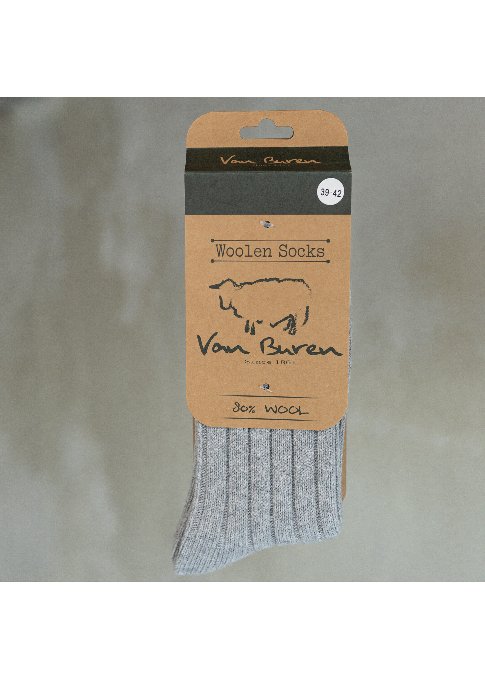 Van Buren sinds 1861 Chaussettes en laine Sid - Gris