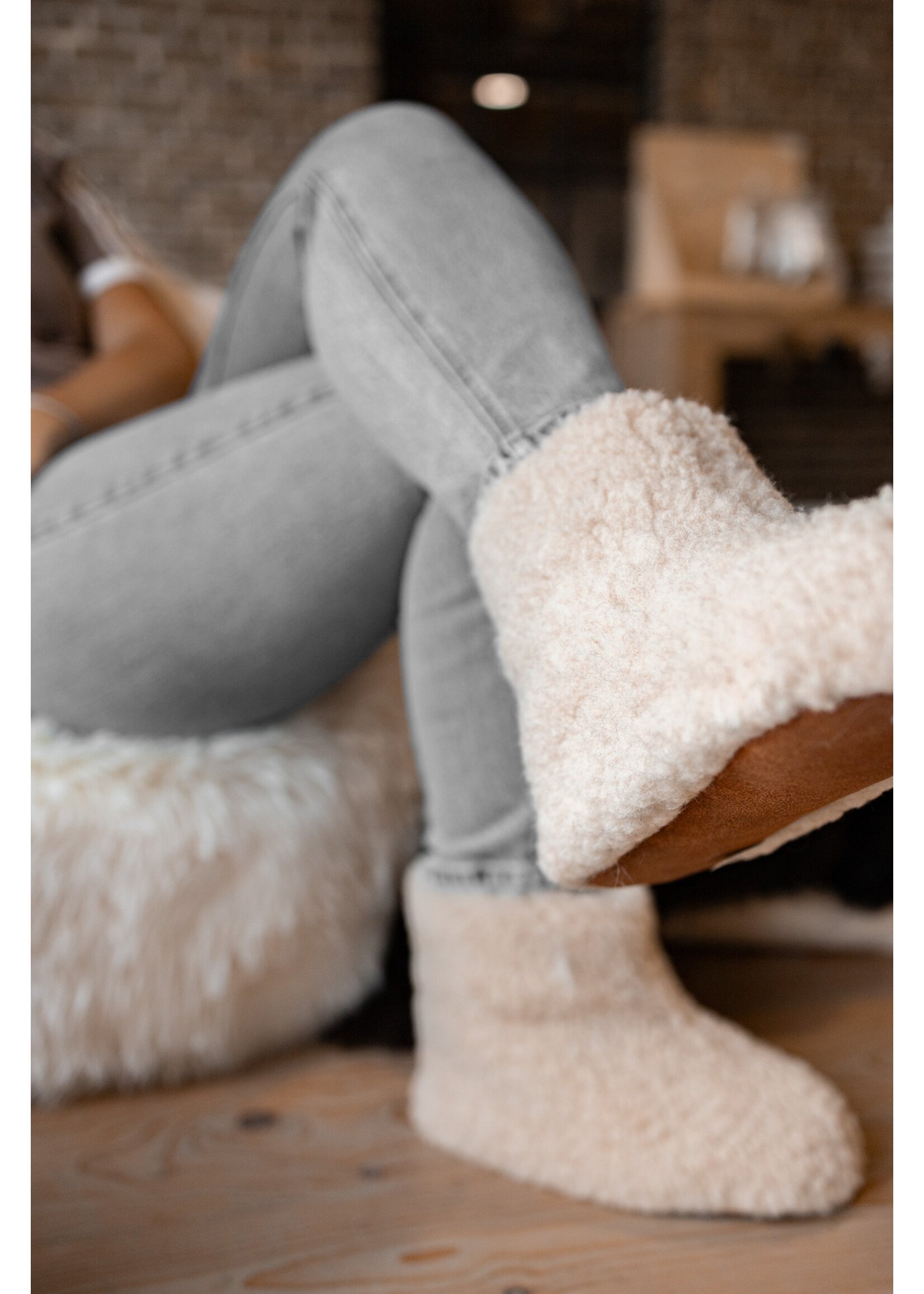 Van Buren sinds 1861 Wollpantoffeln Sami – Off-White
