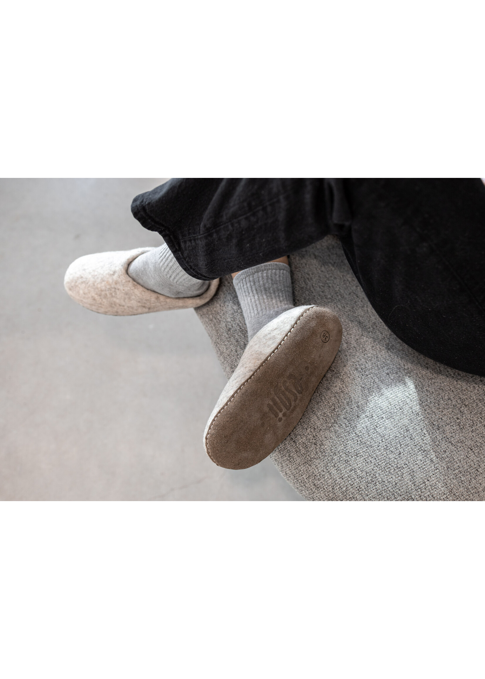 esgii Felt Women's Slippers Una - Light Gray - Size 39 - Soft sole