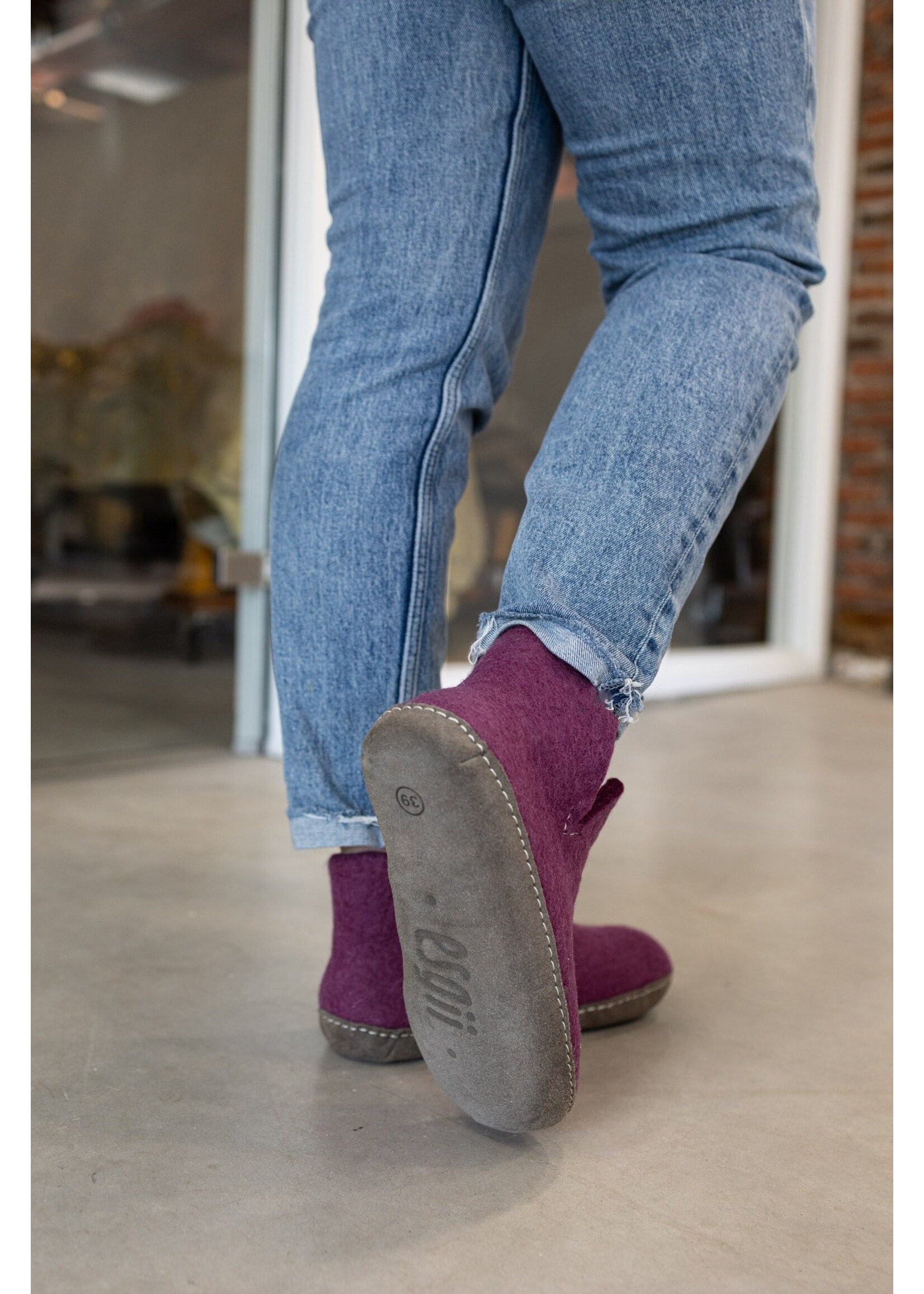 esgii Vilten Hoge Dames Pantoffel Jado - Bosbes - Maat 36 - Zachte Zool