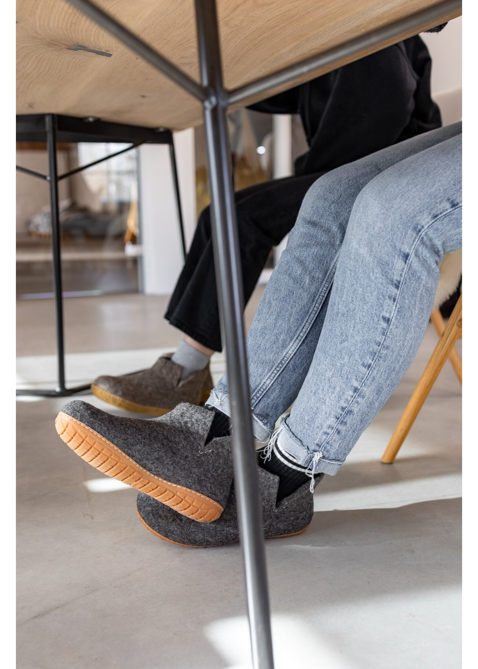 esgii Vilten Hoge Dames Pantoffel Jado - Donkergrijs - Maat 36 t/m 41 - Harde Zool