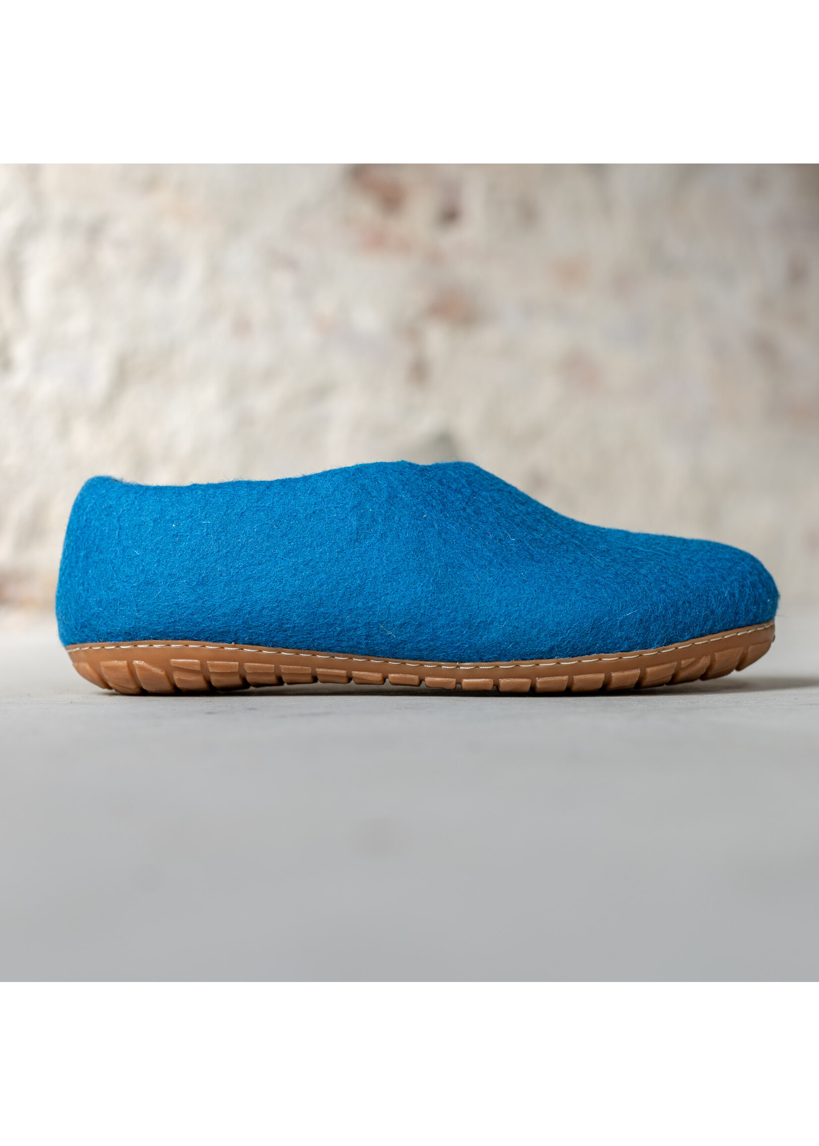 esgii Felt Men's House Shoes Ravi - Seablue - Size 43 - Hard sole