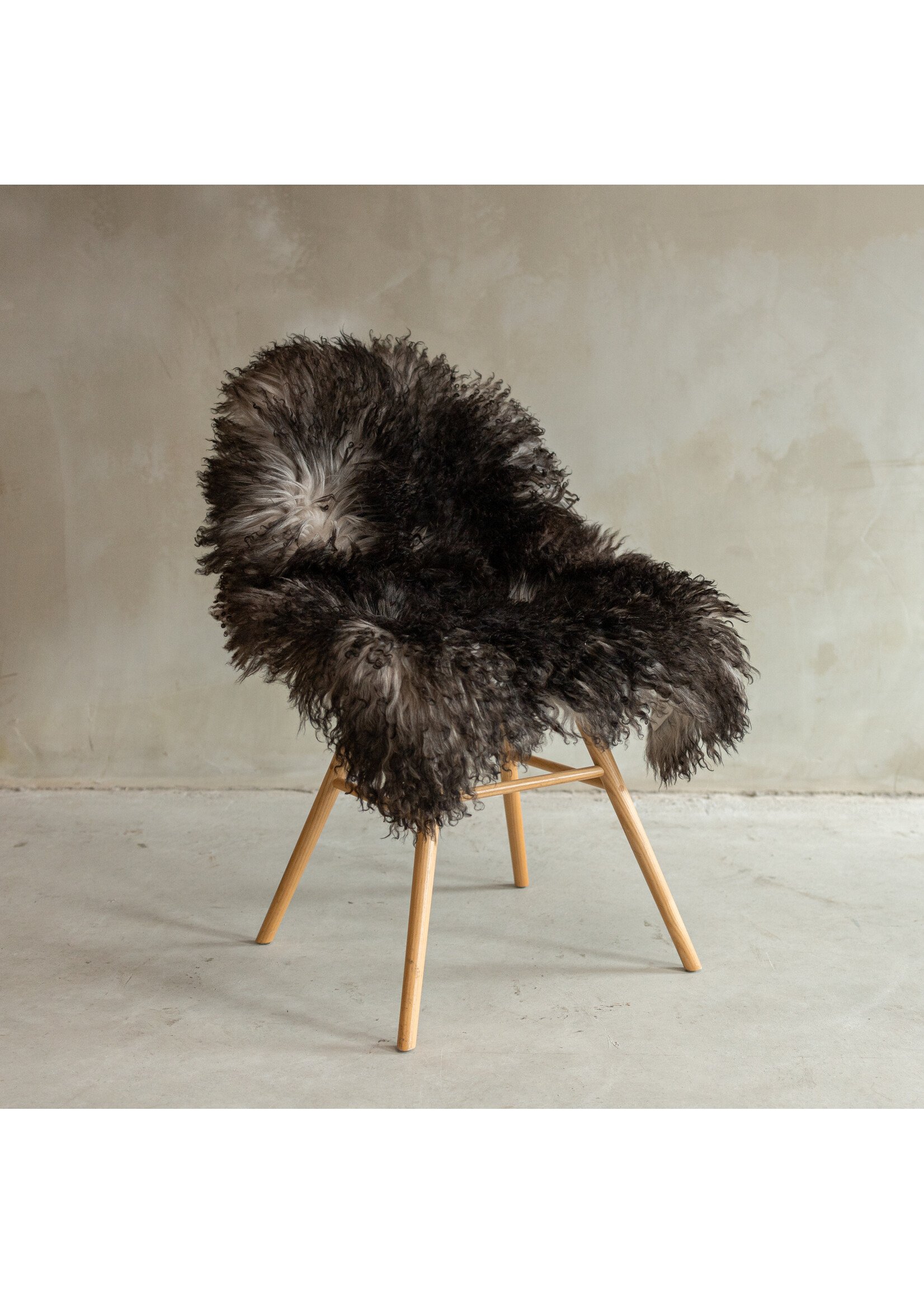 Van Buren sinds 1861 Unique Photographed Curly/Mountain Sheep Melange Sheepskin - approx. 96x66cm - SVV-664