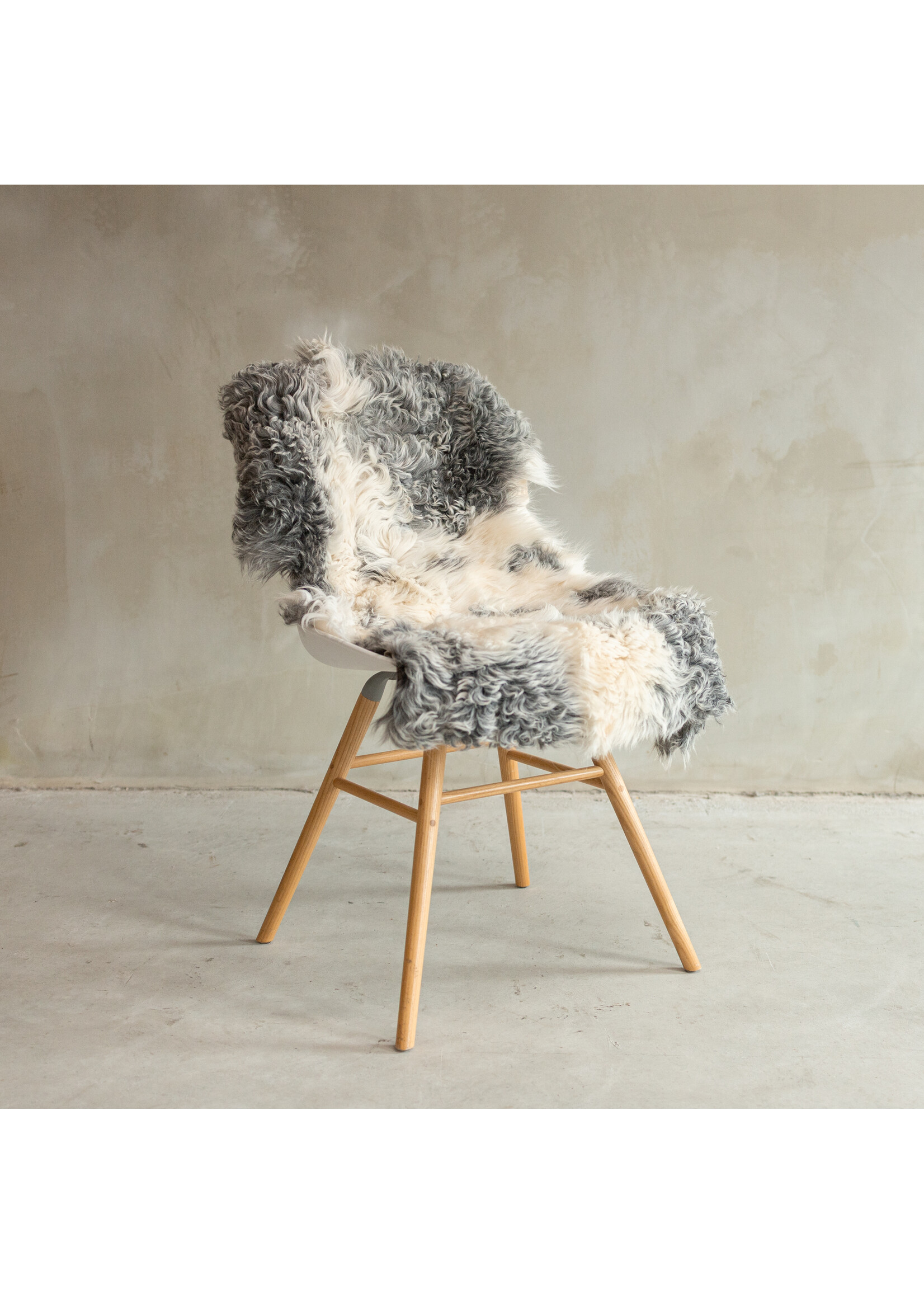 Van Buren sinds 1861 Einzigartig fotografiertes Tibetisches Naturgraues Schaffell - ca. 103x60cm - SVV-648