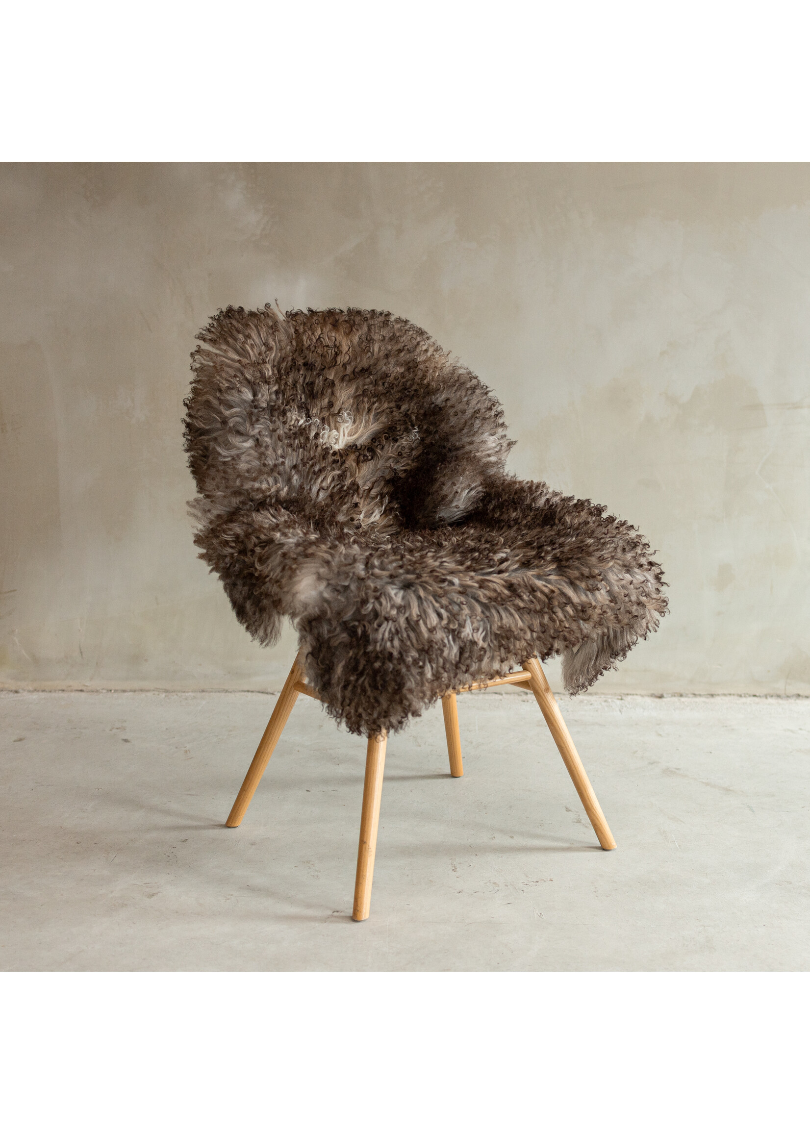 Van Buren sinds 1861 Unique Photographed Curly/Mountain Sheep Melange Sheepskin - approx. 75x68cm - SVV-678