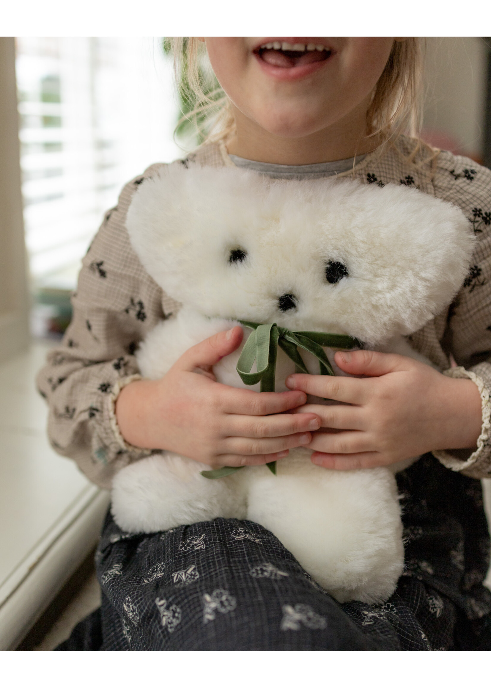 Van Buren sinds 1861 Buurtje Bear - Peluche en peau de mouton mérinos - Blanc - Grand