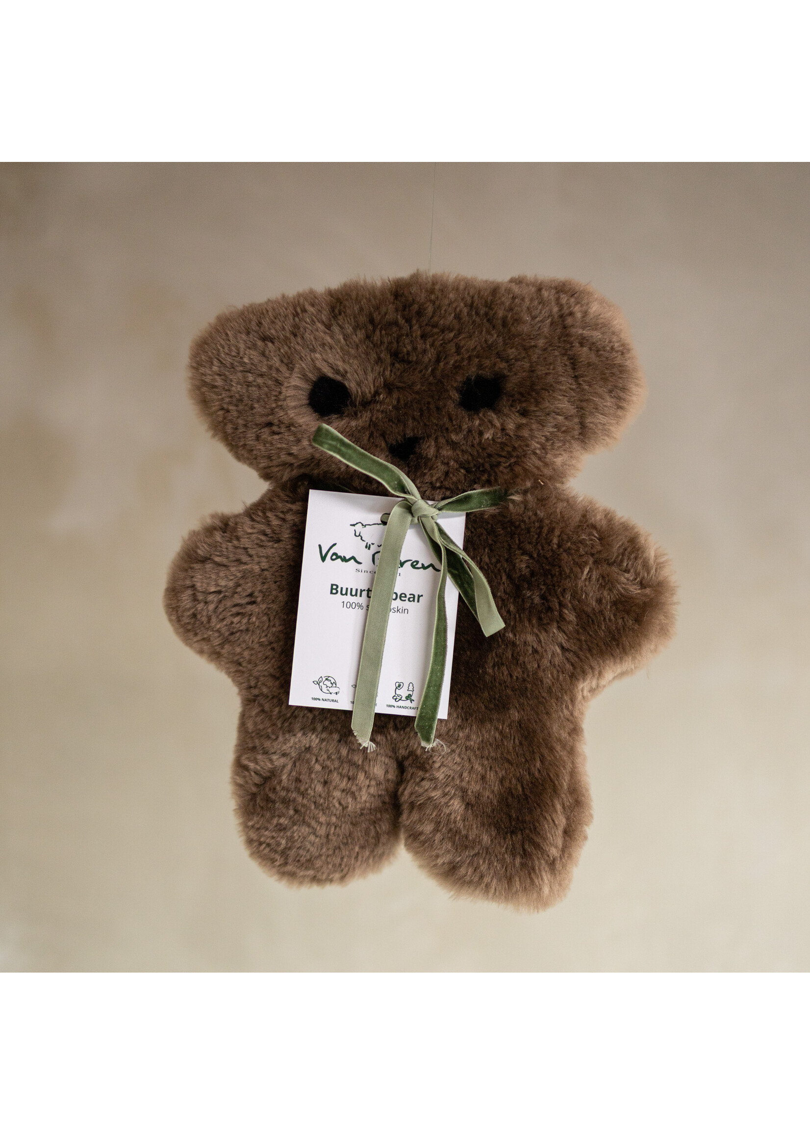 Van Buren sinds 1861 Buurtje Bear - Peluche en peau de mouton mérinos - Marron - Grand