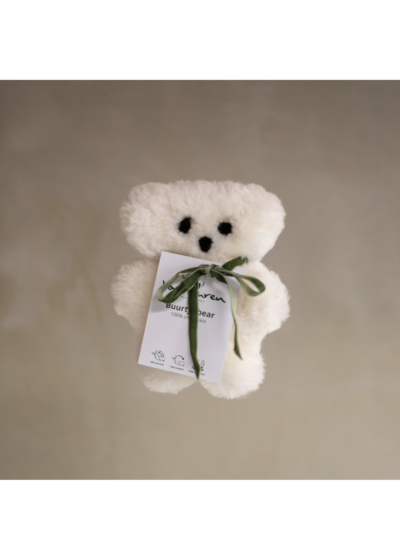 Van Buren sinds 1861 Buurtje Bear - Merino Sheepskin Cuddly Toy - White - Small