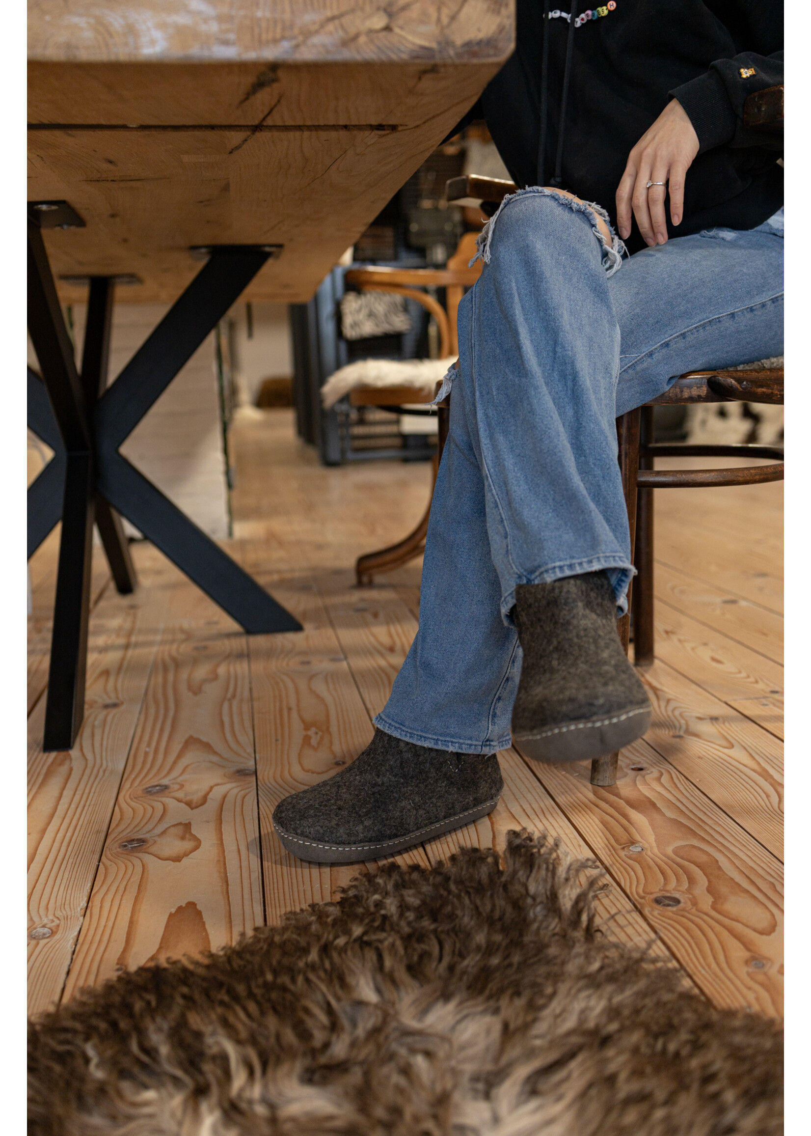 esgii Vilten Hoge Heren Pantoffel Jado - Donkergrijs - Maat 42 t/m 46 - Zachte Zool