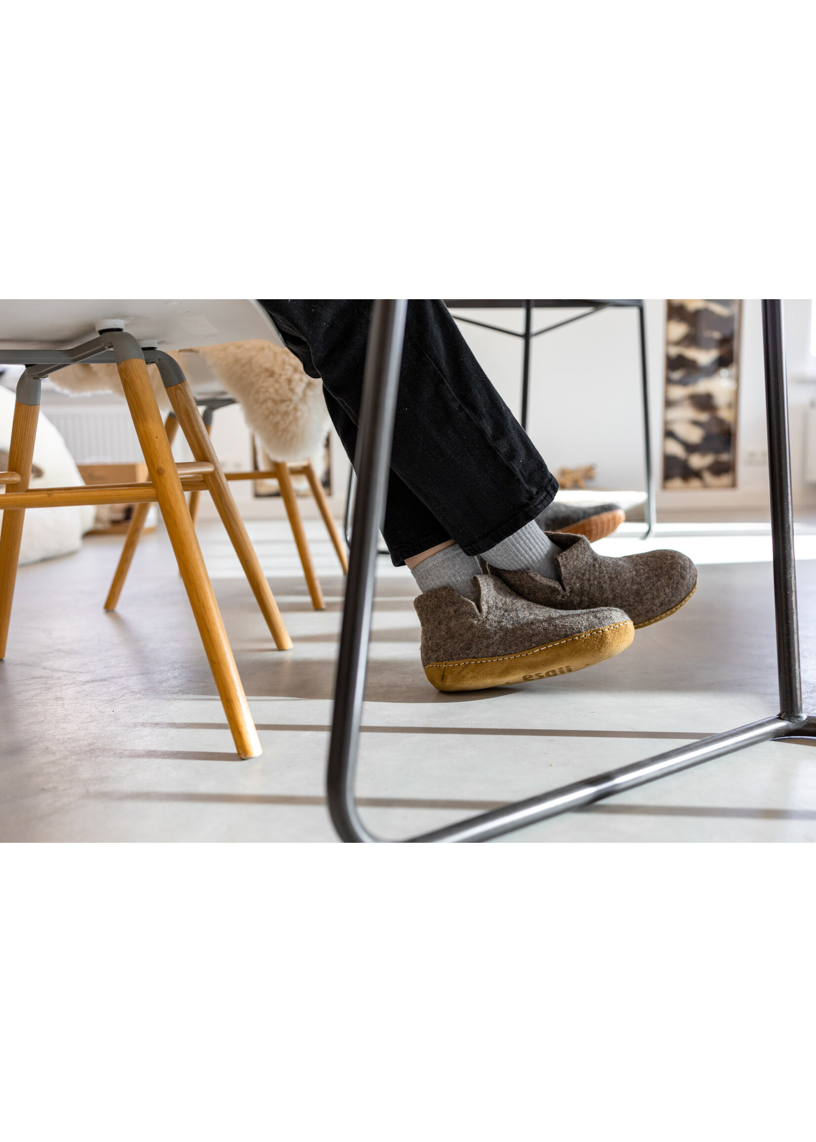 esgii Vilten Hoge Heren Pantoffel Jado - Sesam - Maat 42 t/m 46 - Zachte Zool