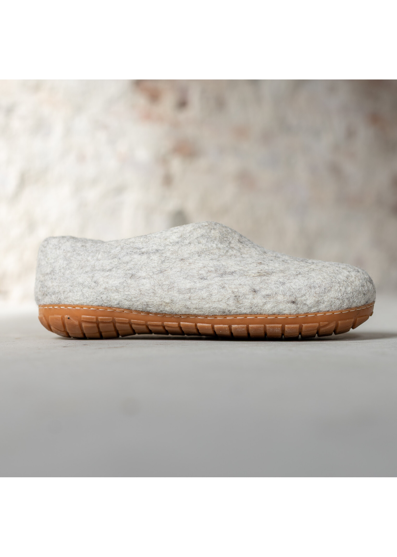 esgii Vilten Dames Pantoffel Ravi - Lichtgrijs - Maat 36 t/m 41 - Harde Zool