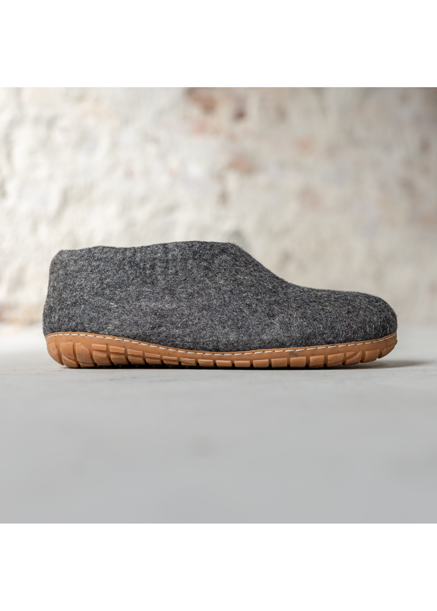 esgii Felt Men's House Shoes Ravi - Dark Gray - Size 43 - Hard sole