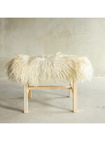 Van Buren sinds 1861 Unique Wooden Bench with Sheepskin - BNK-41