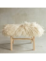 Van Buren sinds 1861 Unique Wooden Bench with Sheepskin - BNK-33