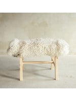 Van Buren sinds 1861 Unique Wooden Bench with Sheepskin - BNK-39