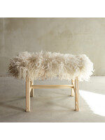 Van Buren sinds 1861 Unique Wooden Bench with Sheepskin - BNK-13