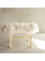Van Buren sinds 1861 Unique Wooden Bench with Sheepskin - BNK-22