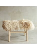 Van Buren sinds 1861 Uniek Houten Bankje met Schapenvacht - BNK-34