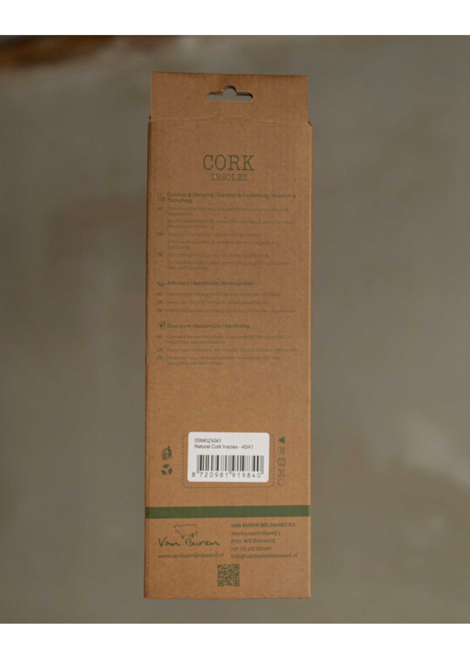 Van Buren sinds 1861 Natural Cork Insoles - Sizes 36 to 47