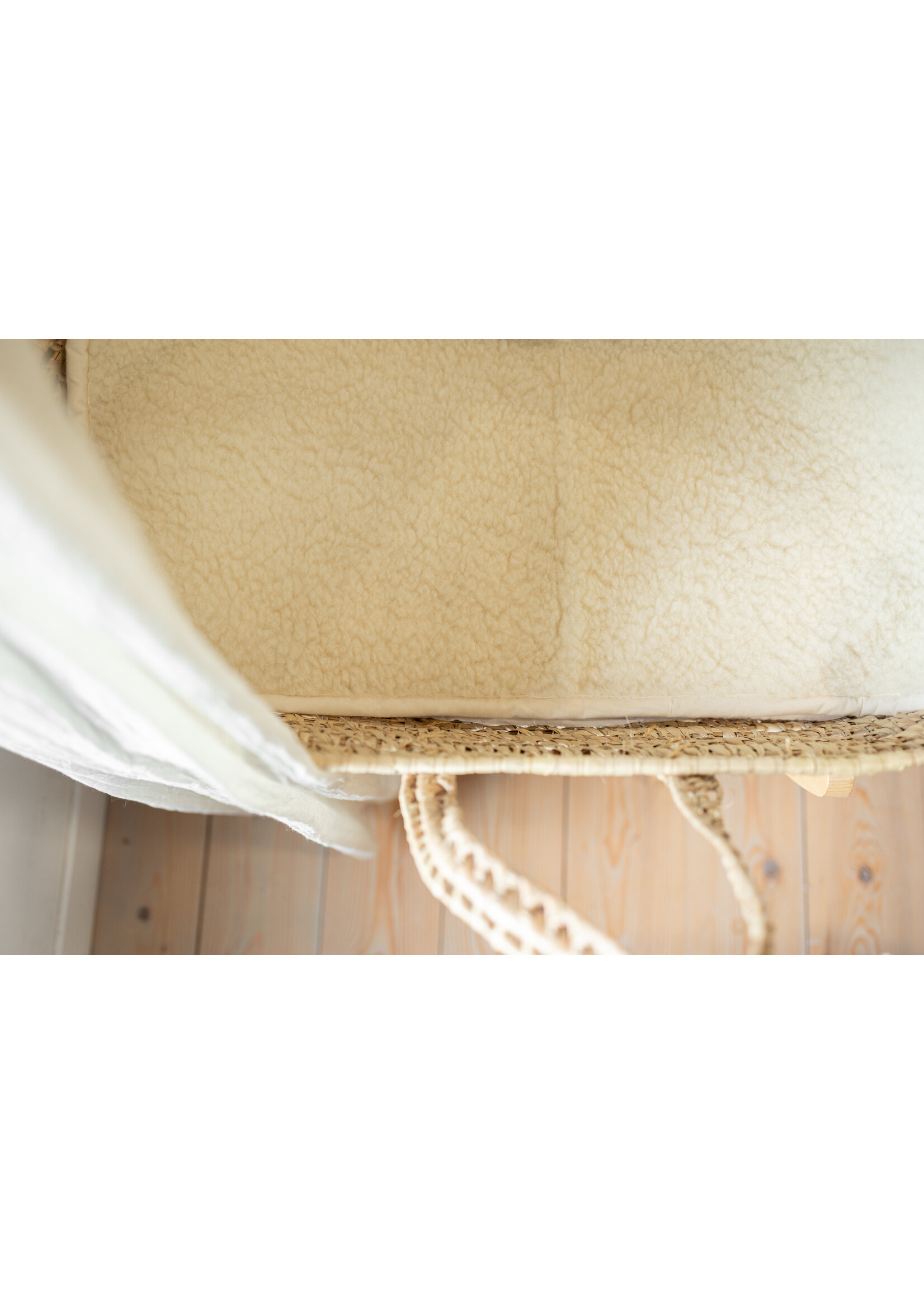 Van Buren sinds 1861 Wollunterlage für Wiege & Kinderwagen – 80 x 40 cm - Off-White
