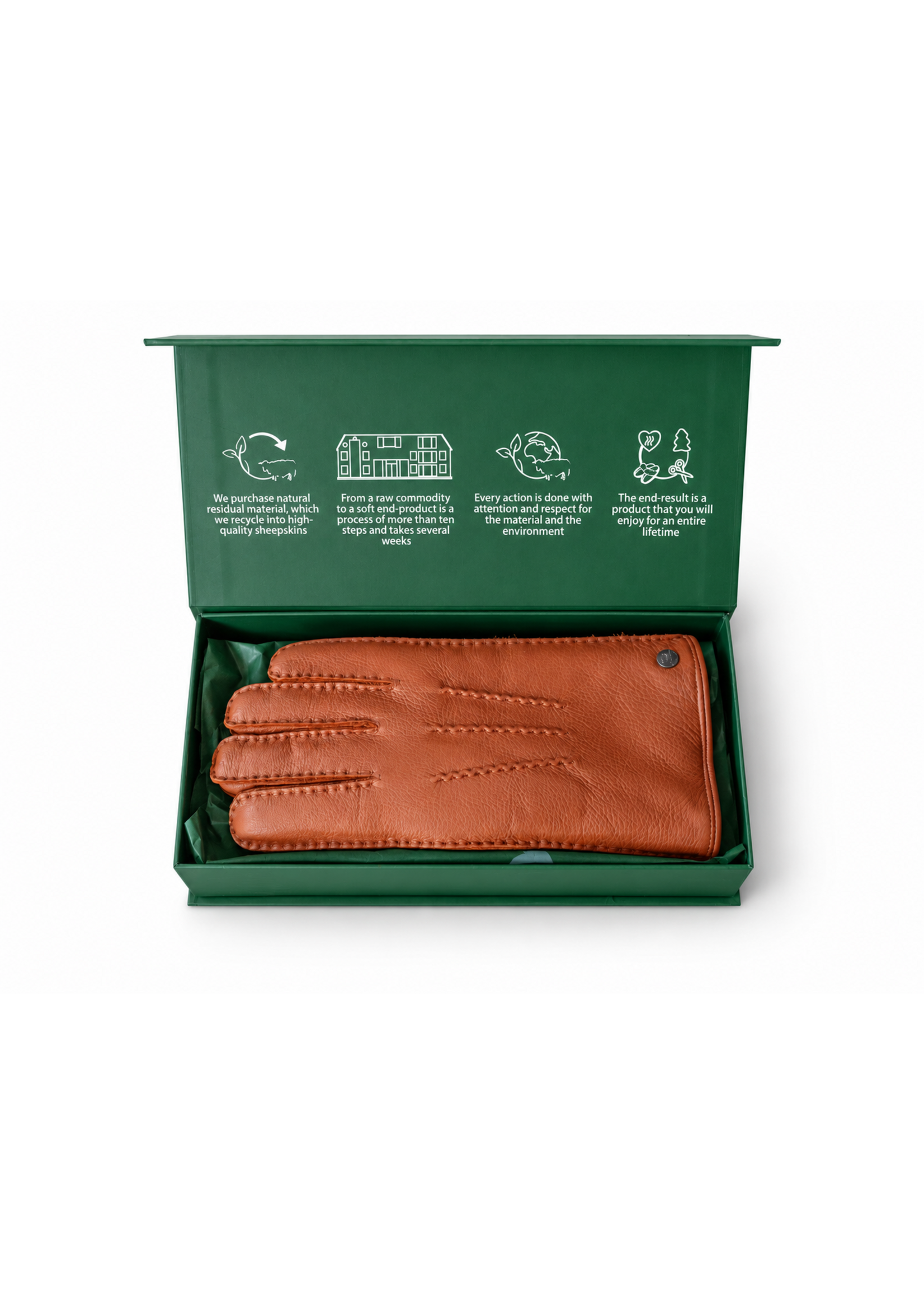 Van Buren sinds 1861 Hertenleren Handshoenen met Alpacavacht Voering - Rusty Camel