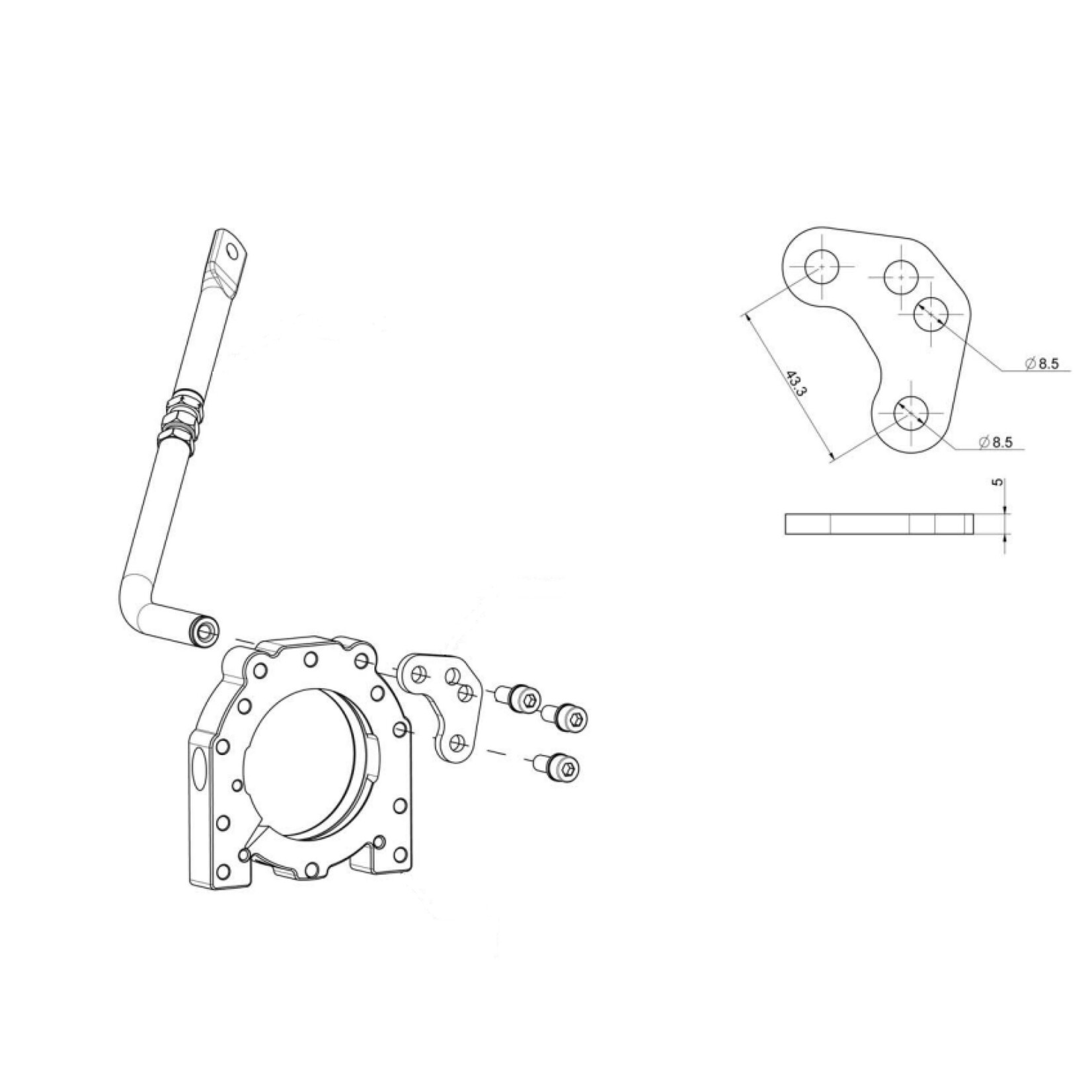 Universal Parts Plaat met 4 gaten voor stoelondersteuning