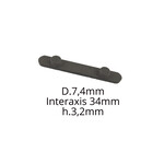 Universal Parts Key rear axle with 2 pins D.7.4mm Interaxis 34mm h.3.2mm