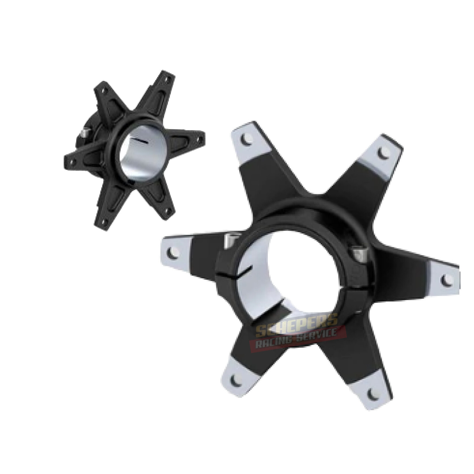 Universal Parts 6-spaaks tandwielhouder D.50mm in zwart aluminium