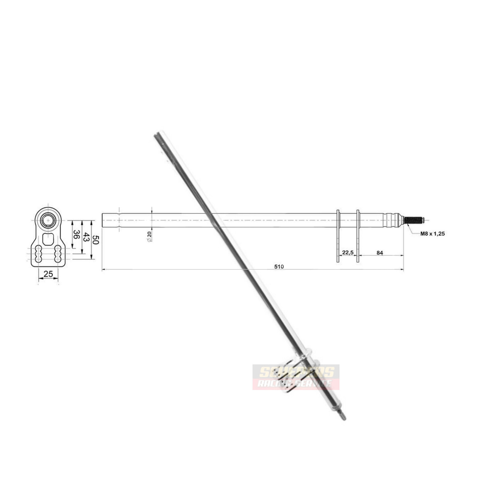 Universal Parts Steering column M8 L.510mm