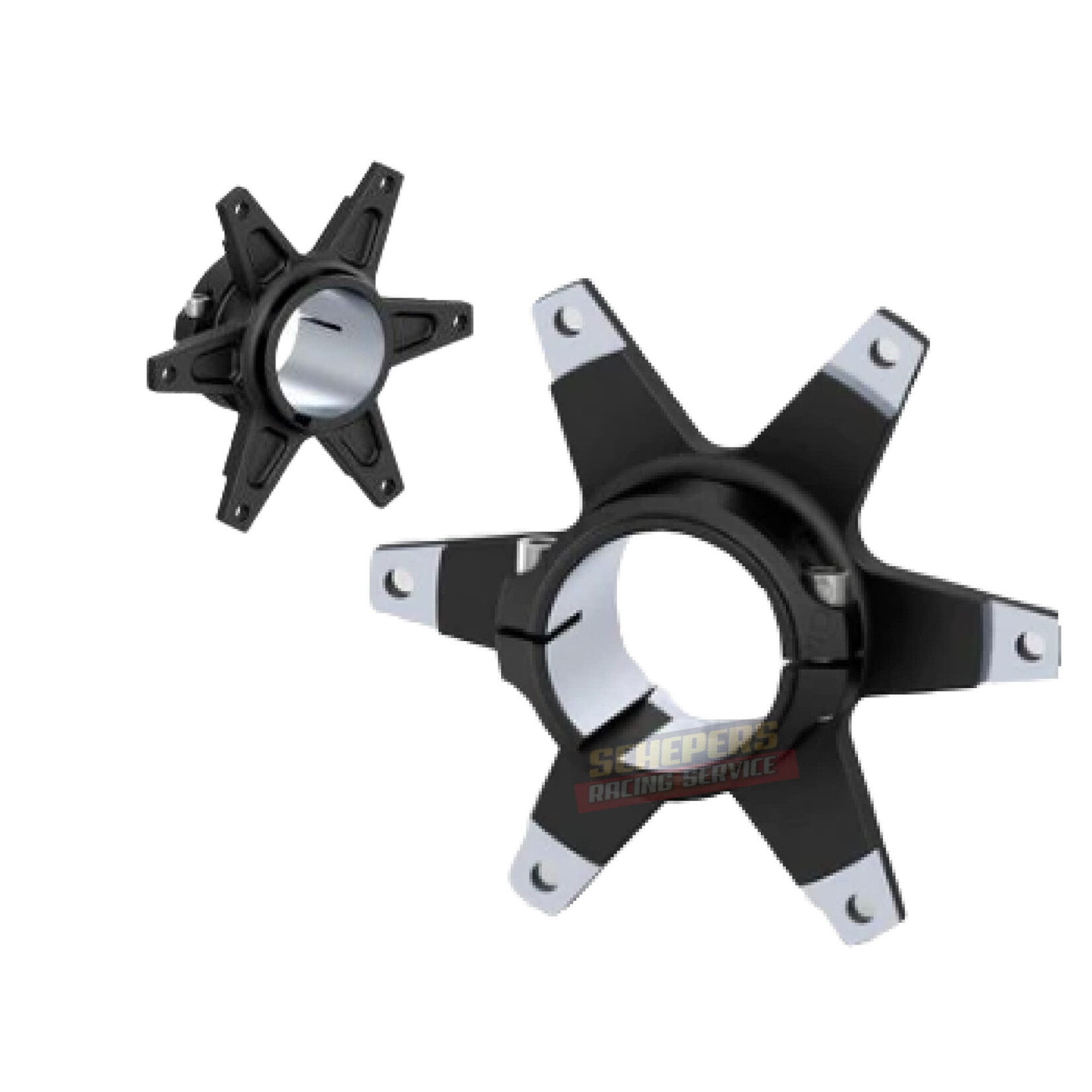 Universal Parts 6-spaaks kroonhouder D.40mm in zwart aluminium