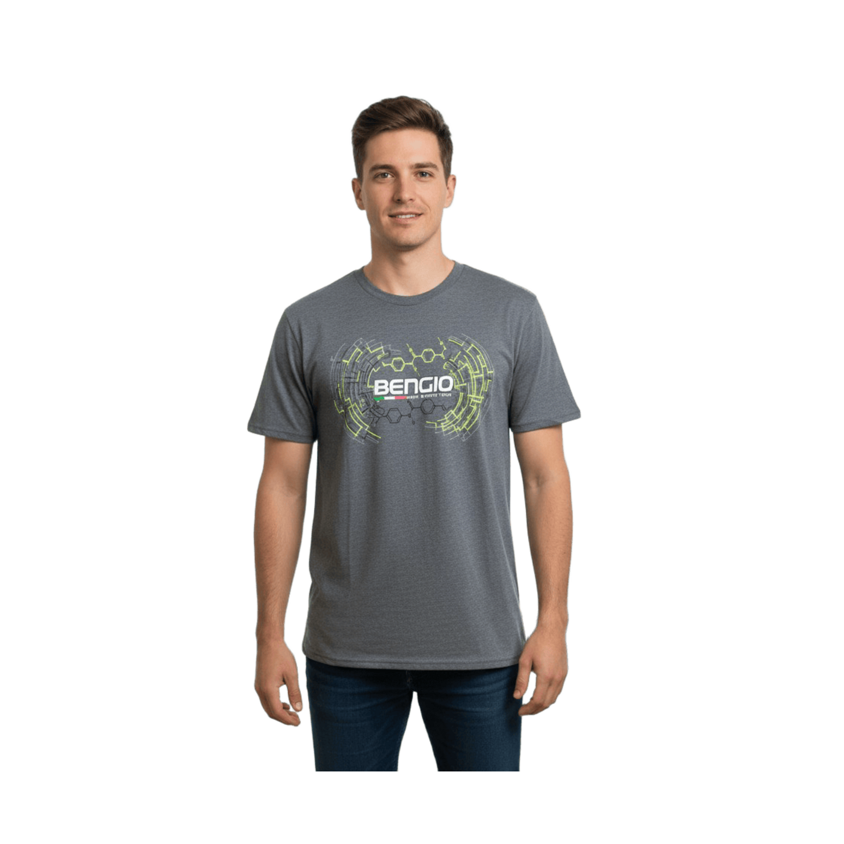 Bengio T-Shirt Bengio Grijs/Geel MAAT XL