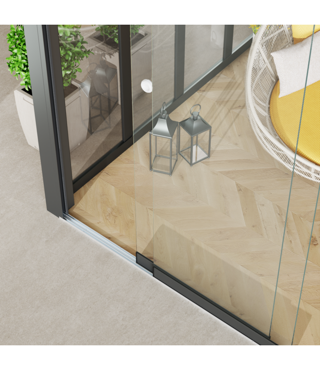 2-Rail Glazen Schuifwanden - Gehard 10mm Veiligheidsglas  (2x 82cm) - Breedte tot 162 cm