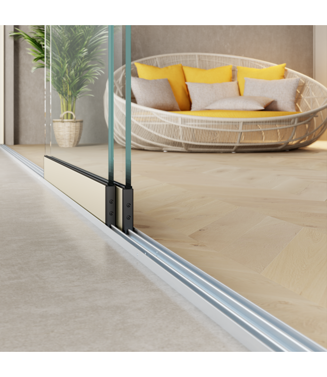 2-Rail Glazen Schuifwanden - Gehard 10mm Veiligheidsglas  (2x 82cm) - Breedte tot 162 cm