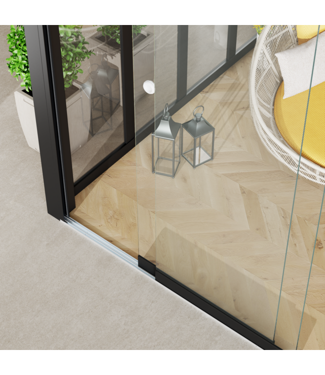 2-Rail Glazen Schuifwanden - Gehard 10mm Veiligheidsglas  (2x 82cm) - Breedte tot 162 cm