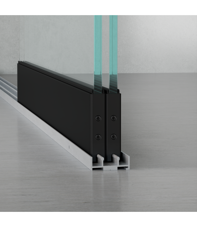 2-Rail Glazen Schuifwanden - Gehard Veiligheidsglas  (4x 103cm) - Breedte tot 408 cm  met Midden sluiting