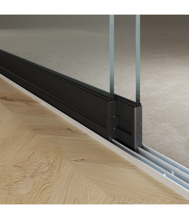 2-Rail Glazen Schuifwanden - Gehard Veiligheidsglas  (4x 103cm) - Breedte tot 408 cm  met Midden sluiting